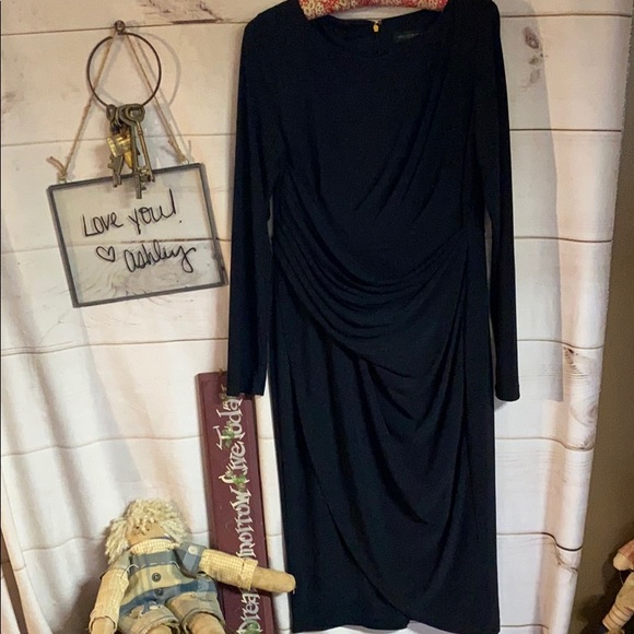 Donna Karen; MIDI; Elegant; Black; Sash Dress; 10 - Picture 3 of 8